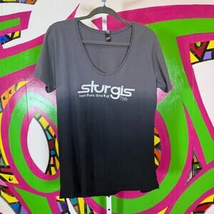District Made, Sturgis 75th Black Gradient Scoop Neck T-Shirt. Size XL